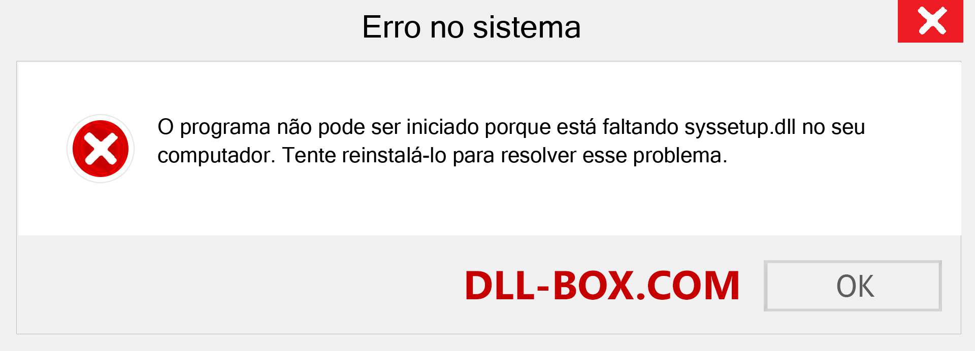 Arquivo syssetup.dll ausente ?. Download para Windows 7, 8, 10 - Correção de erro ausente syssetup dll no Windows, fotos, imagens